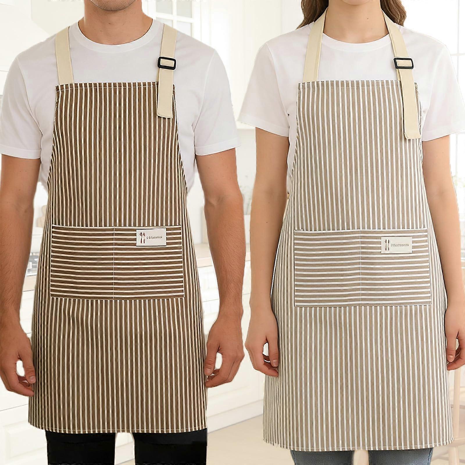 2 Pack Adjustable Bib Apron Set, Waterproof with Multi Pockets for Kitchen Cooking and BBQ