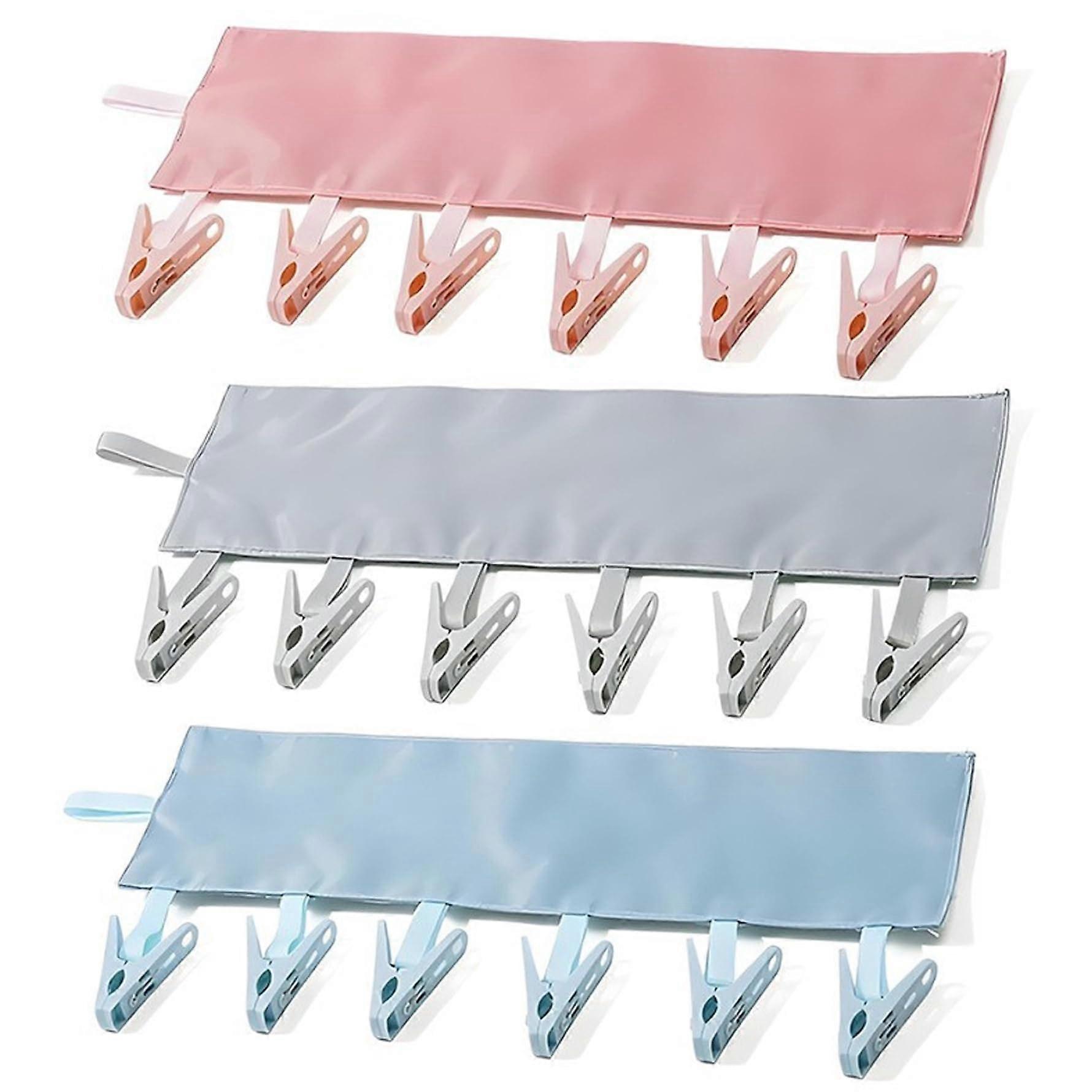 Travel Folding Hangers with 6 Clips, 3Pack Space Saving Clothes Drying Rack for Hotel and Camping