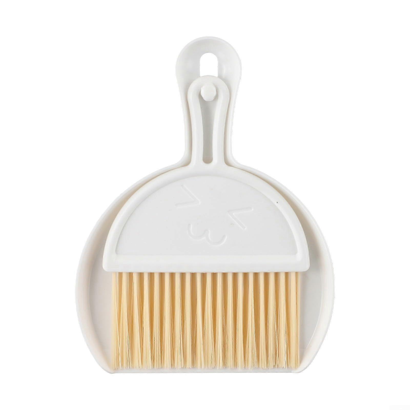 Mini Dustpan and Brush Set White Compact Size for Quick Dust Removal and Tabletop Cleaning