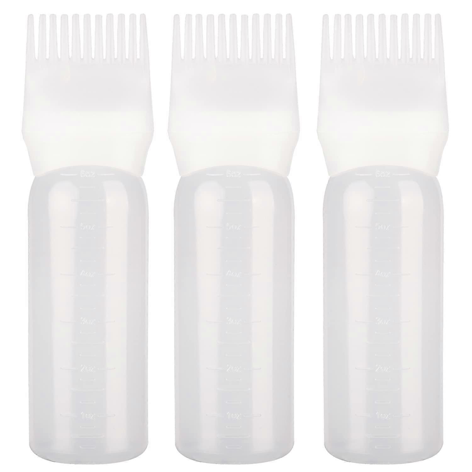 3 Pack Hair Dye Applicator Bottle with Comb, Graduated Scale for Even Color Application, White