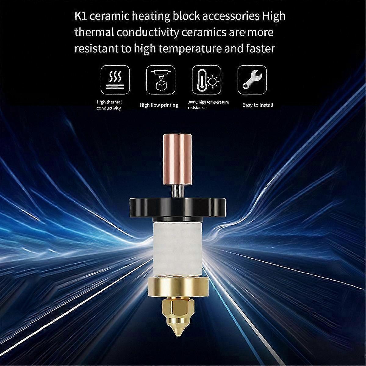 K1/K1 Max Hotend Kit: 300C Ceramic Heating Block & Nozzle