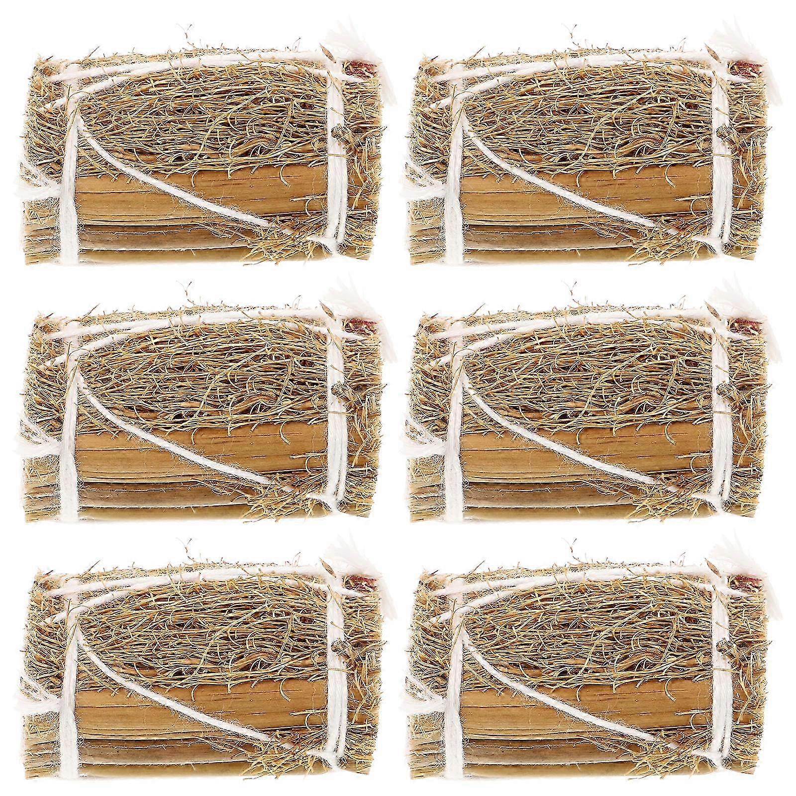 Unique Mini Haystack Model Set for Decor 6 Pieces Straw Material Small Size