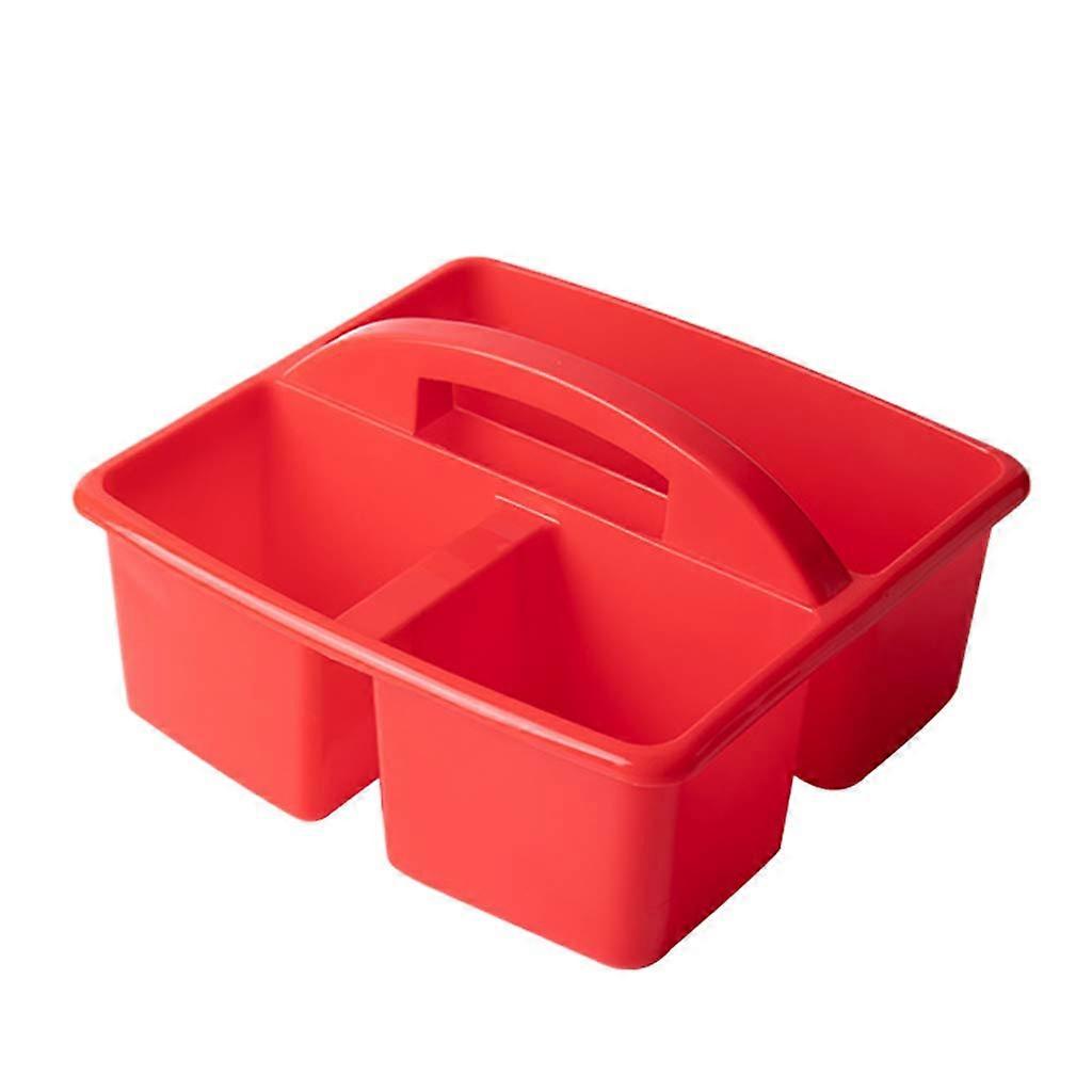 Storage Caddy with Handle, Compact Plastic Organizer Bin for Crafts and Small Supplies, Red