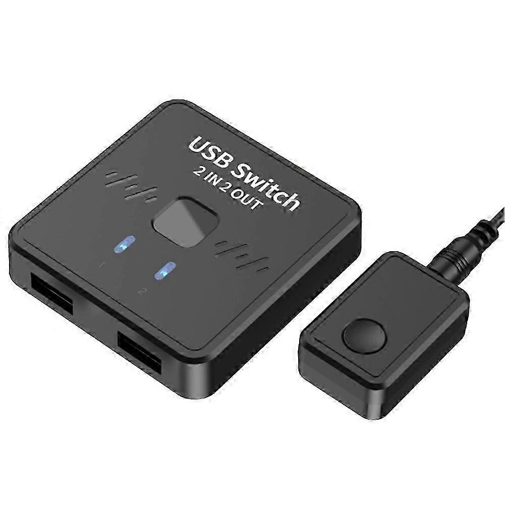 USB Switch 2 in 2 Out, Sharing Keyboard, Mouse, Printer, Scanner, Webcam Between Two Computers, with External Controller
