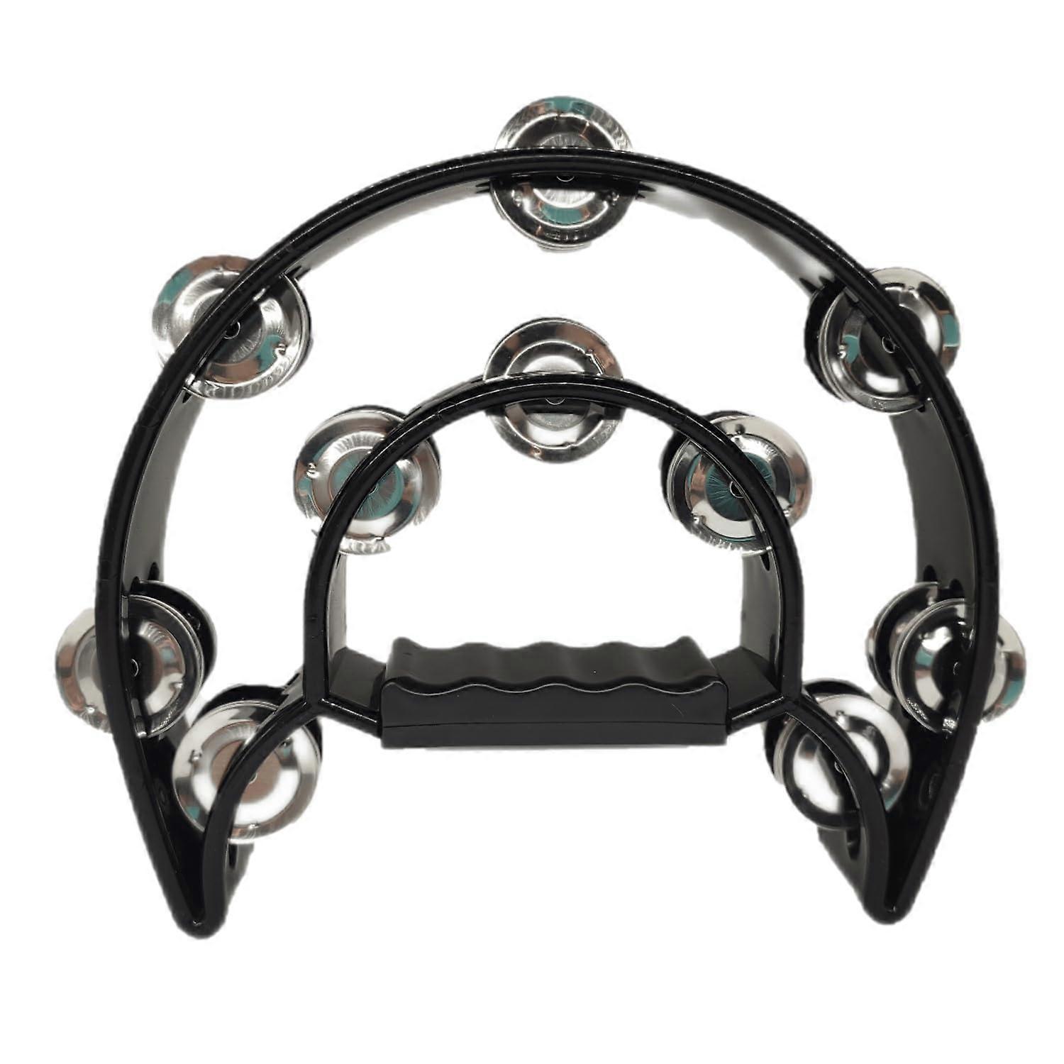 Rattle Drum HalfMoon Tambourine Black Plastic Durable Crescent Shape Ergonomic Grip