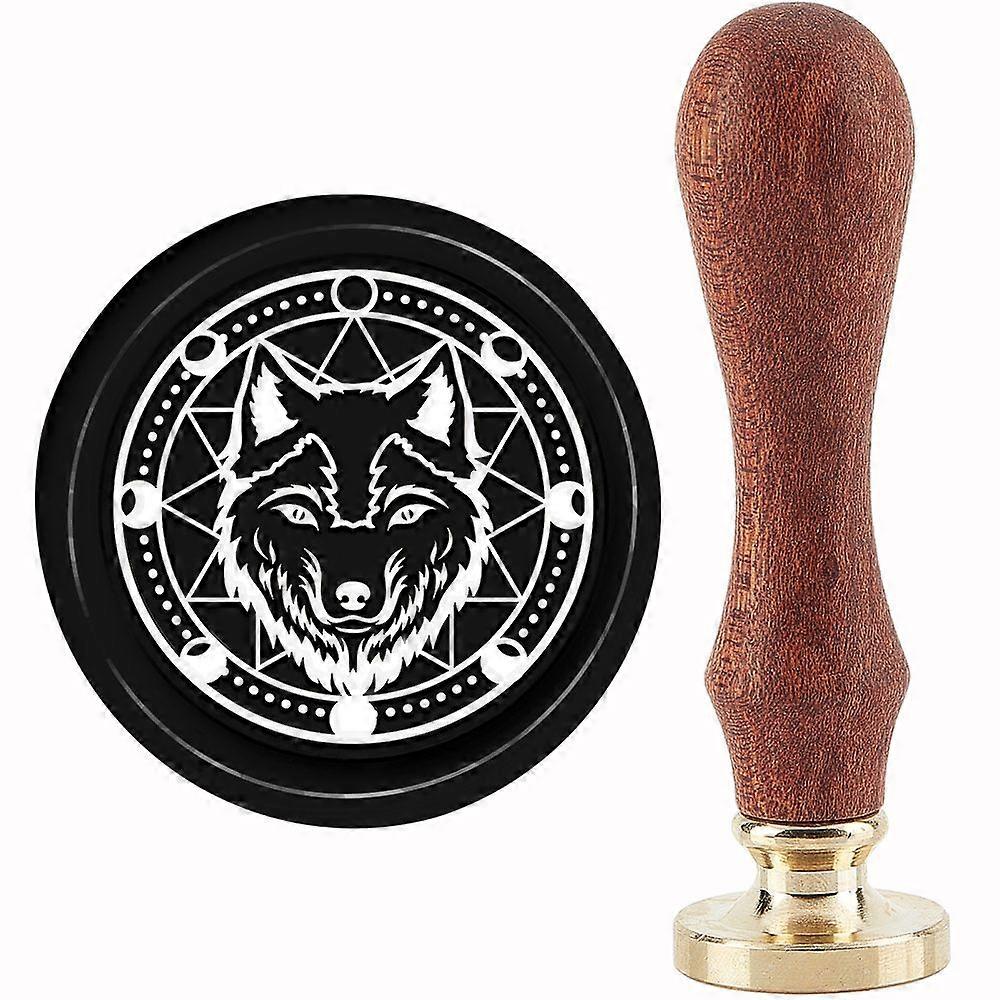 Brass Wax Seal Stamp with Handle for DIY Scrapbooking Wolf Pattern 89x30mm