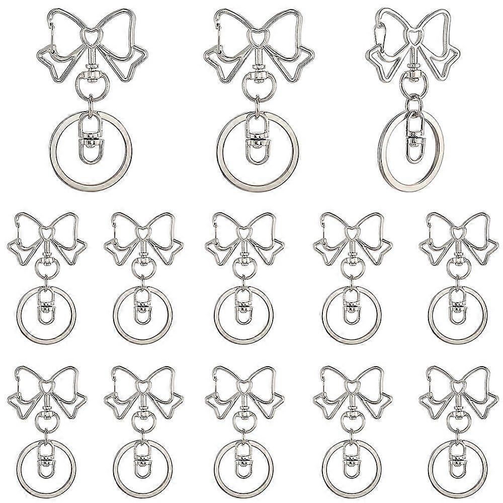 18pcs Alloy Keychain Clasps Bowknot Platinum 66mm