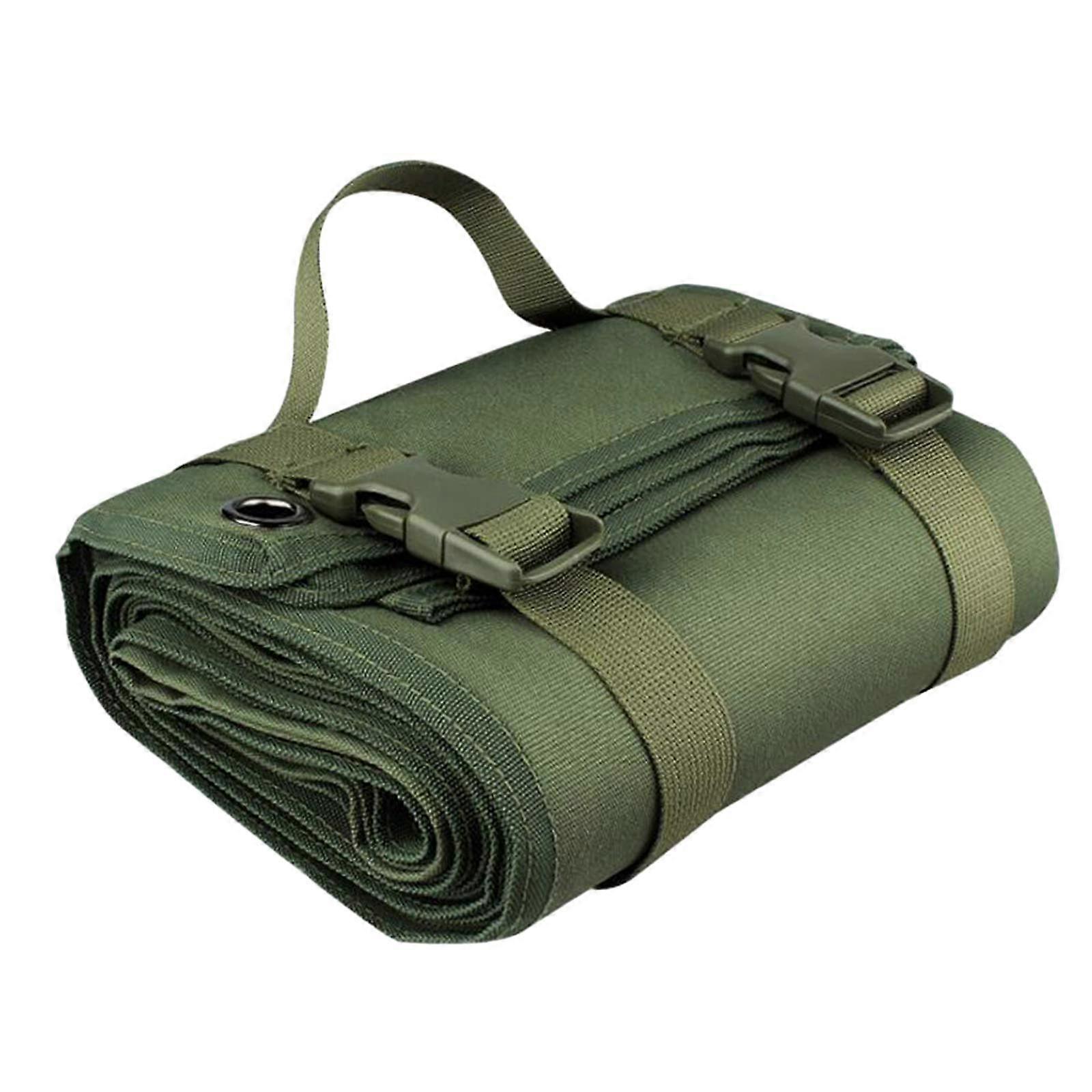 Waterproof Hunting Shooting Mat with StakeDown Windproof Design, Compact Roll Up, Green