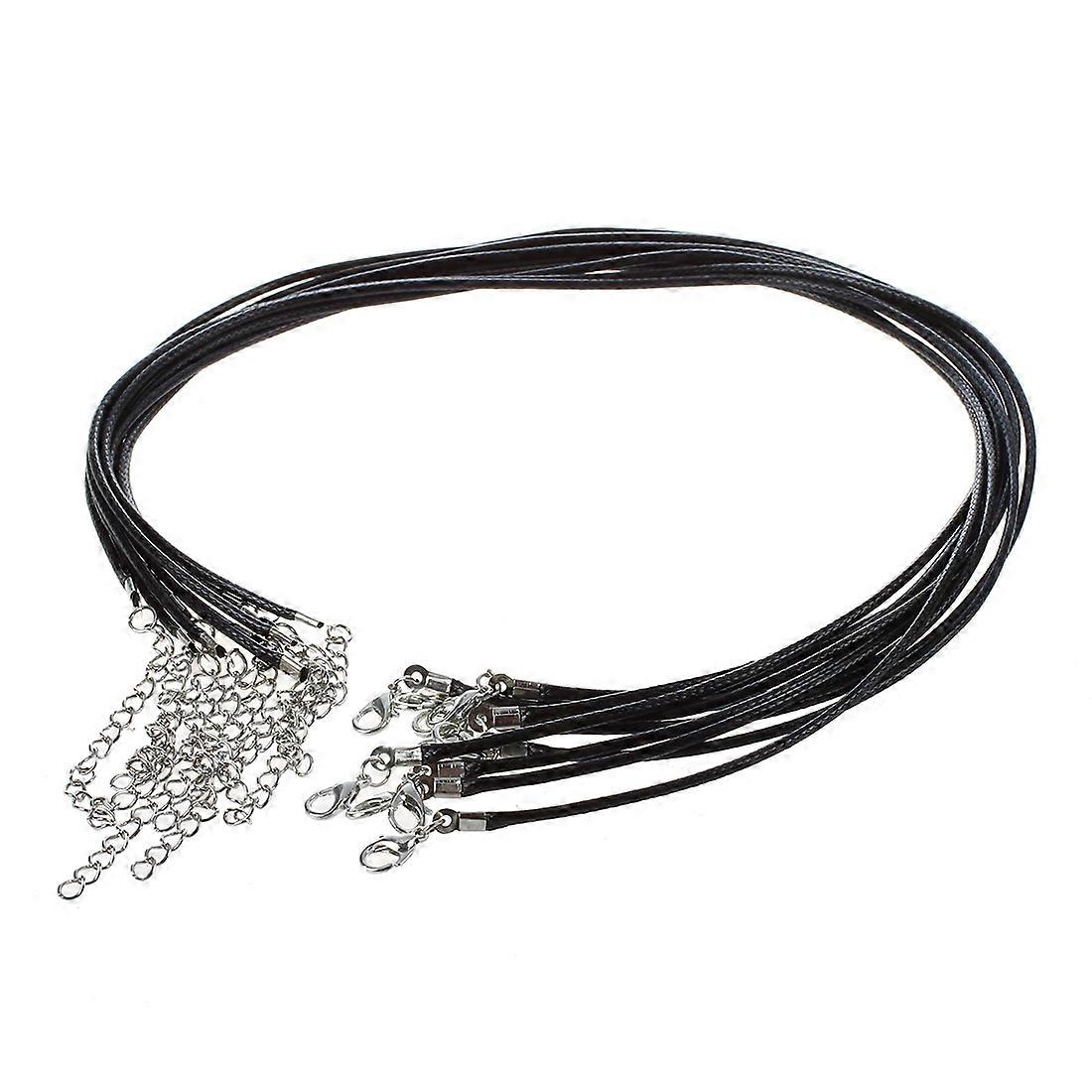 10 X Black Leather Necklace Pendant Cord String + Clasp