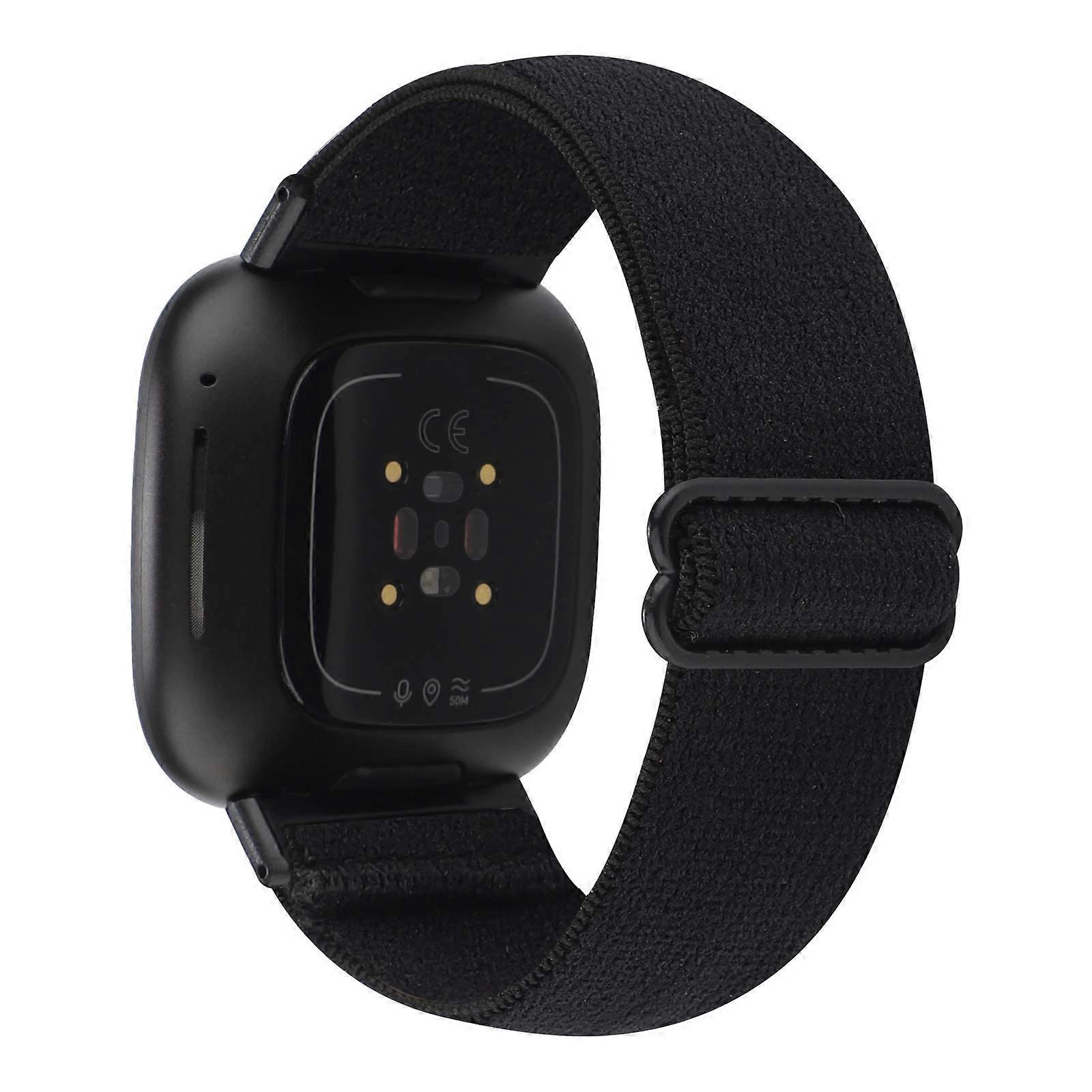 Adjustable Elastic Nylon Sport Strap Black Breathable for Fitbit Versa 3 and Fitbit Sense Band