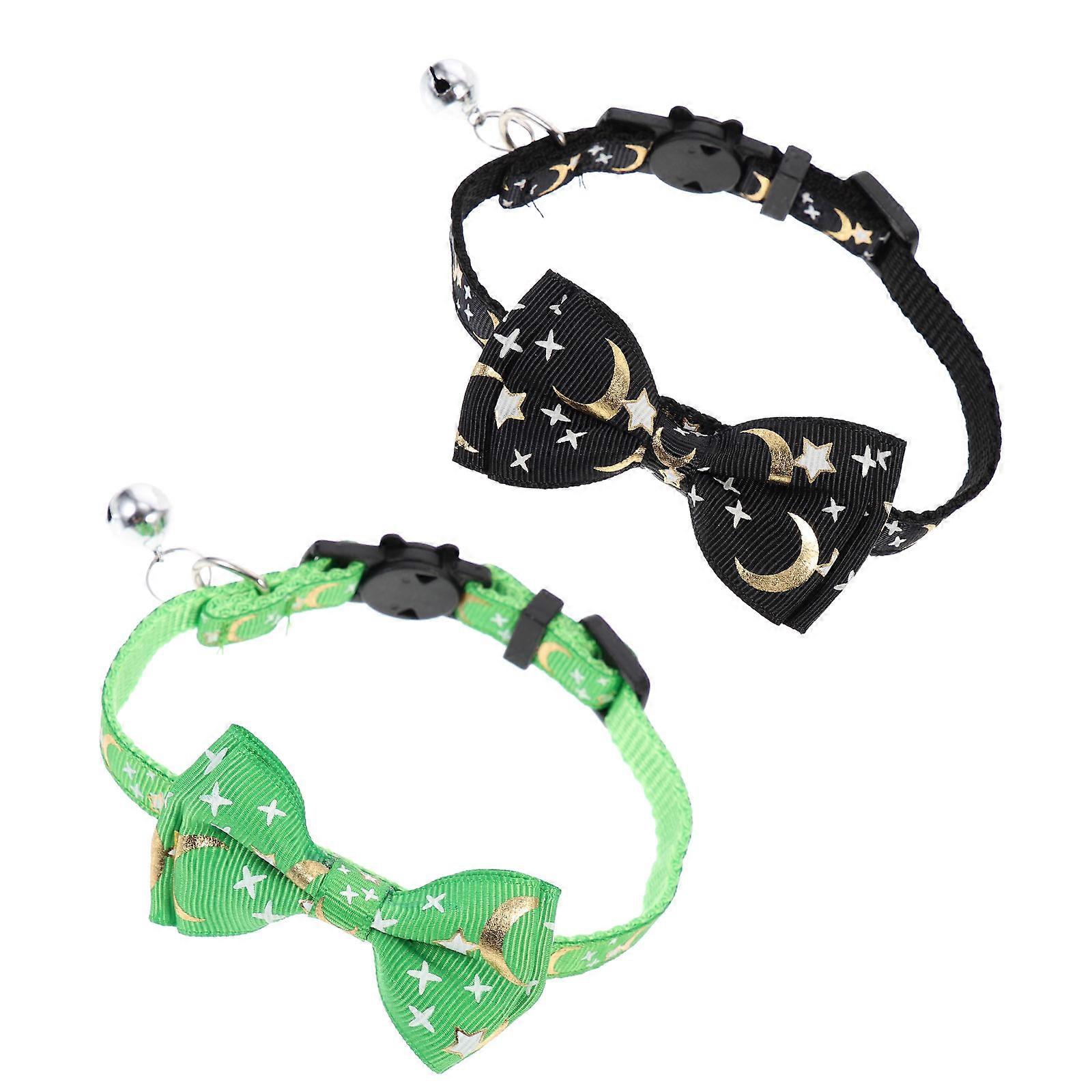 Kitten Collar with Bell Adjustable Cat Collar for Pet Use 2Pcs Assorted