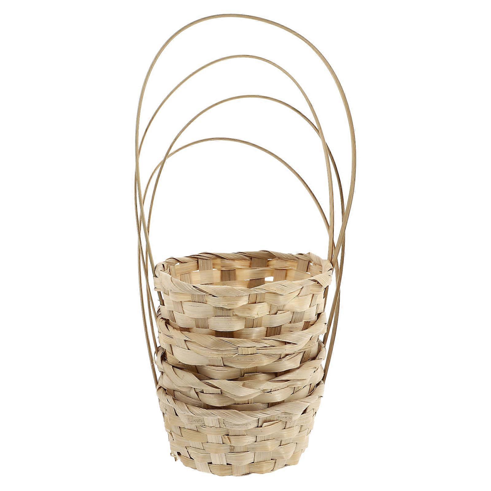 Bamboo Weaving Picnic Basket for Storage Use with 4Pcs Practical Design