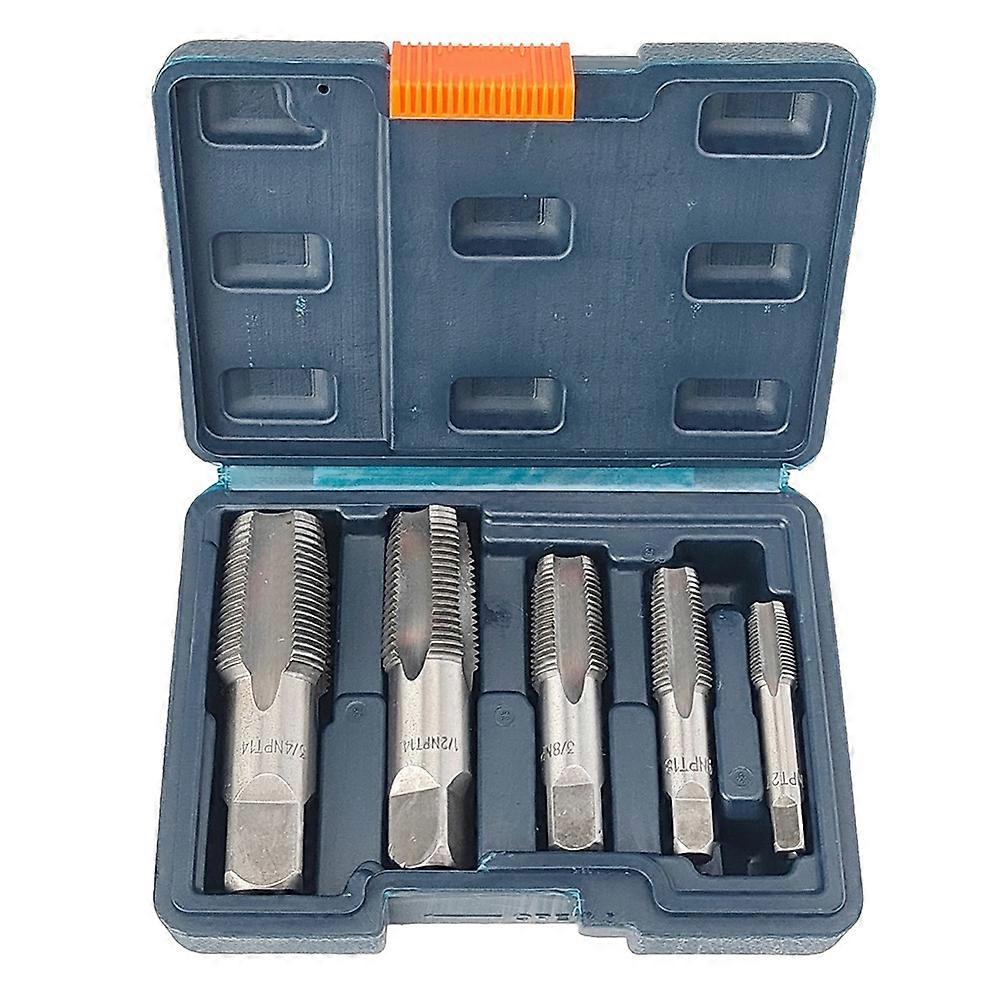 5-Piece NPT Pipe Tap Set Precise Threading Tool Kit for Professional Pipe Taper Threads