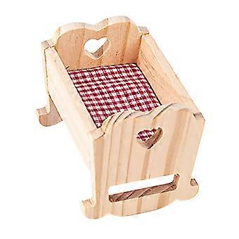 Miniatur-Puppenwiege aus Holz, Miniaturbett zur Dekoration, Puppenhauszubehör