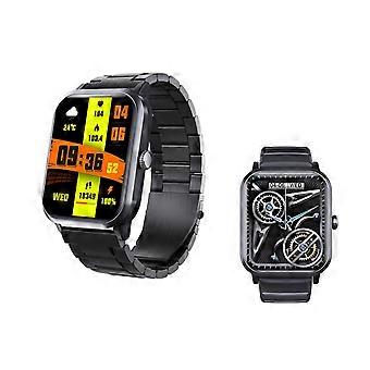 Reloj inteligente con monitor de presión arterial y frecuencia cardíaca, pantalla de 1,9", llamadas Bluetooth 5.3, color negro/acero.