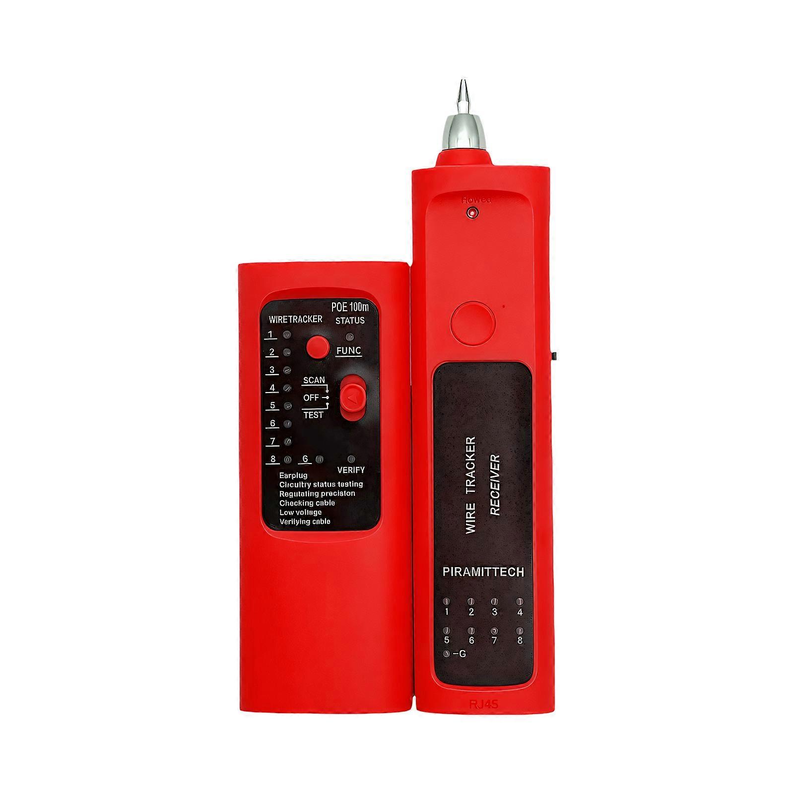 Efficient Networking Cable Finder Tester With POE Support And 8 Level Sensitivity Adjustment For IT Technicians  Red