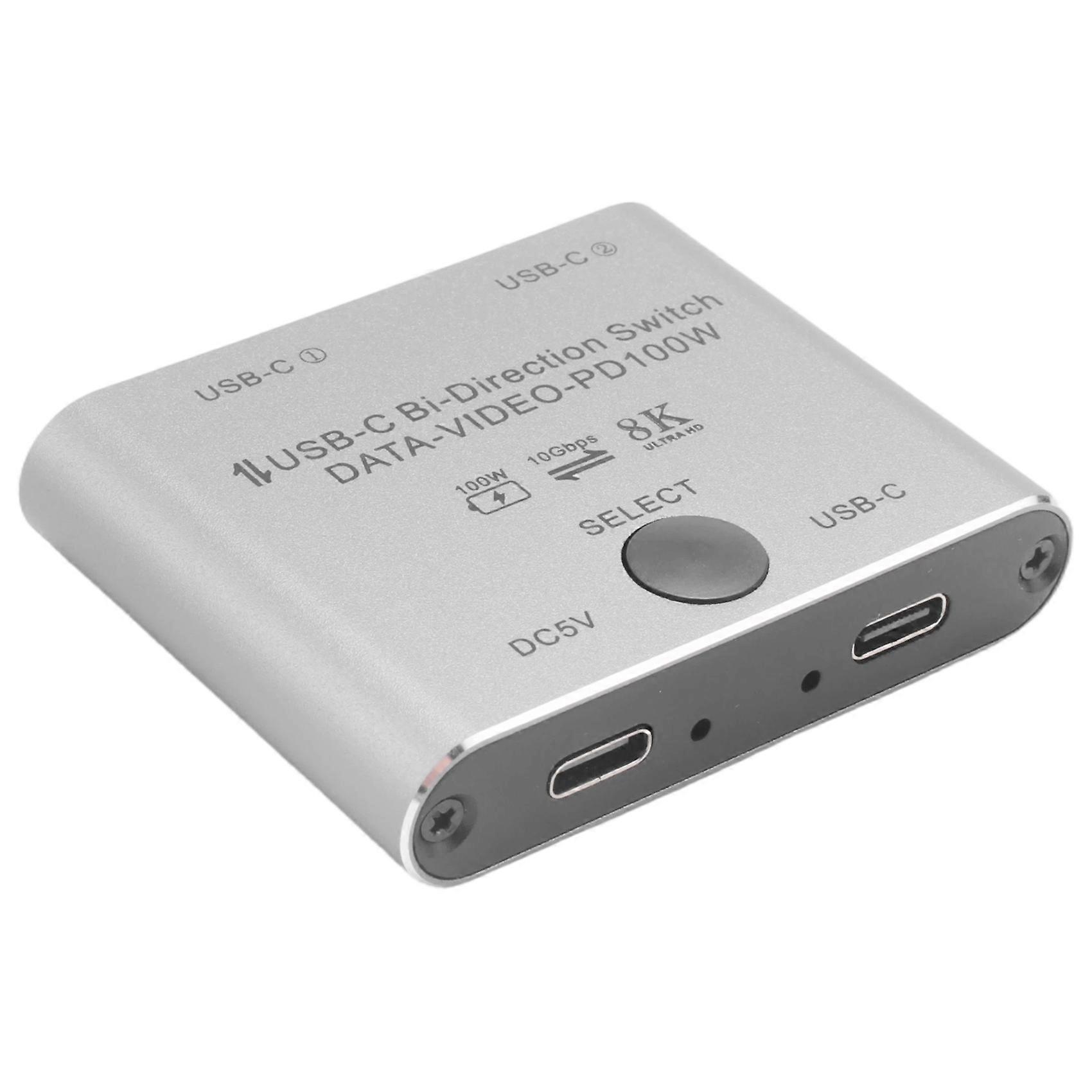 Switchsplitter för 2 datorer, dubbelriktad USB C KVM-switch