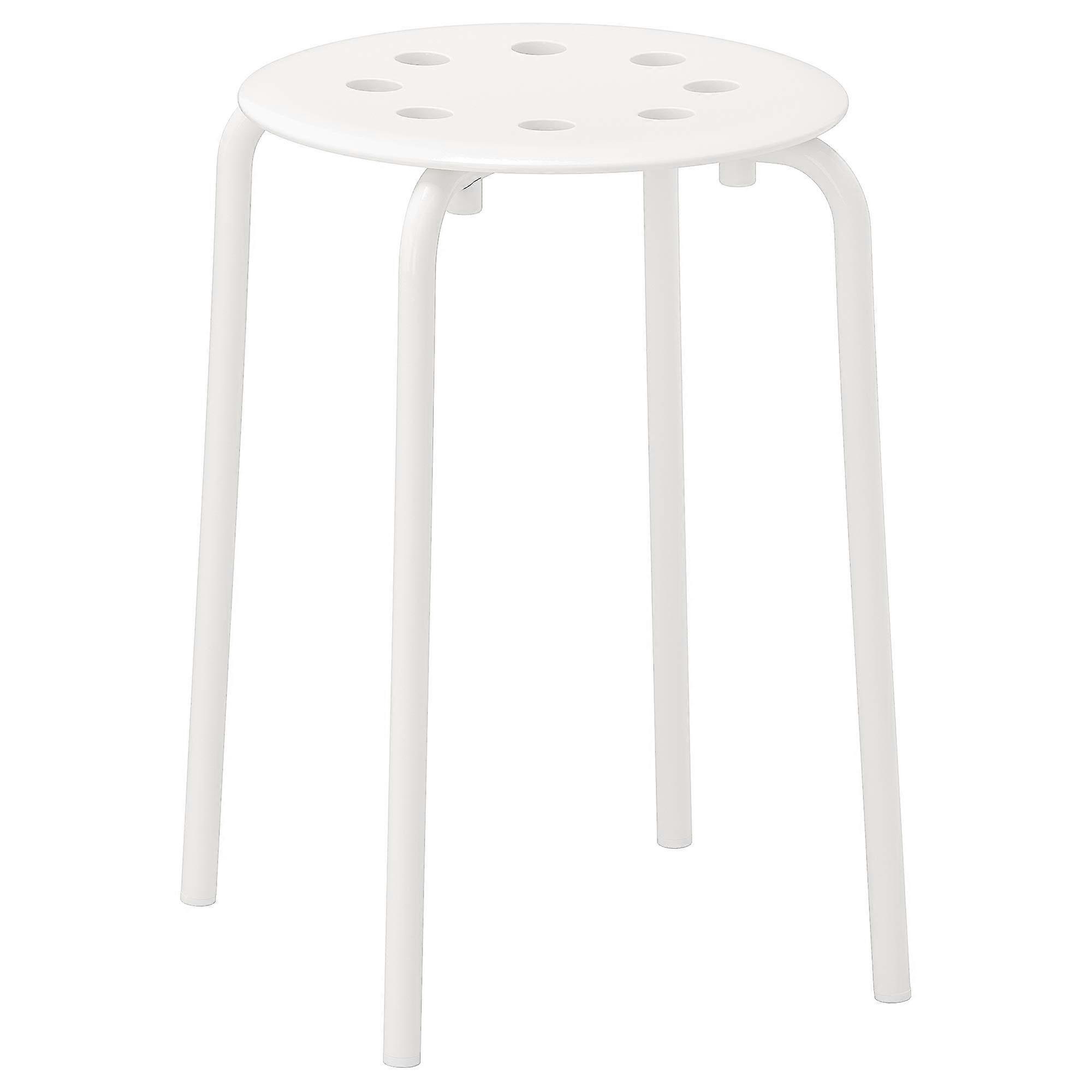 White Stackable Stool 45 cm Compact Lightweight Neutral Finish for Kitchen or Home Office