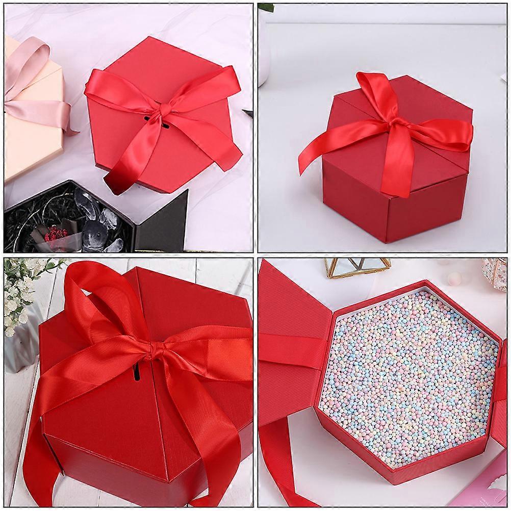 Red Gifts Box Hexagonal Shape for Storage Use 1Pcs Creative Packing Box