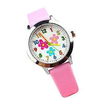 Montre pour enfant fille, motif floral, rose, cadeau d'anniversaire tendance, 1 pièce