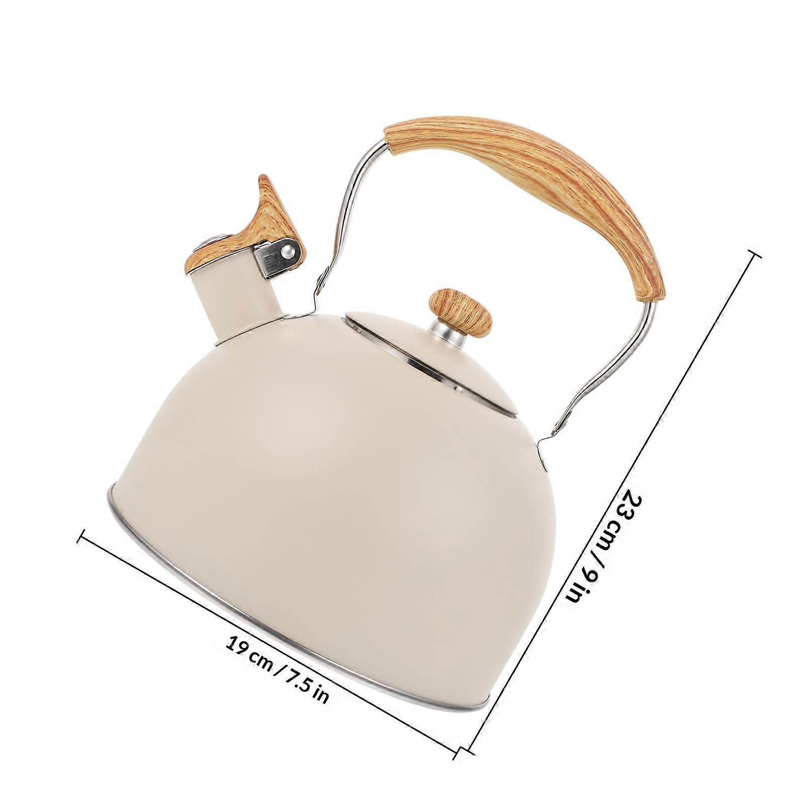 1Pc 2.5L Flat Bottom Kitchenware Whistling Kettle Sounding Kettle (Beige)
