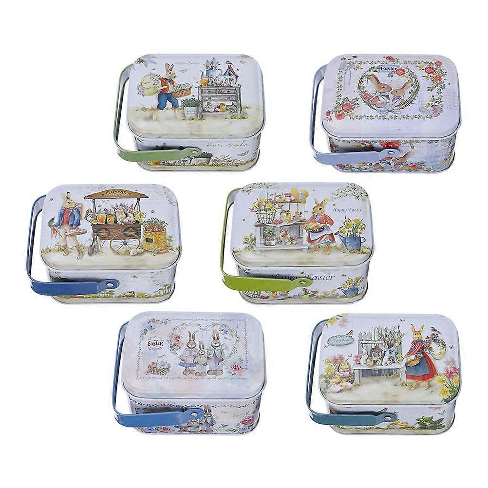Gift Packing Case Easter Tinplate Box for Storage 6Pcs Candy Wrapping Case