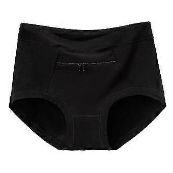 Women Underwear Anti-theft Zipper Pocket High Waist Seamless Stretch Breathable