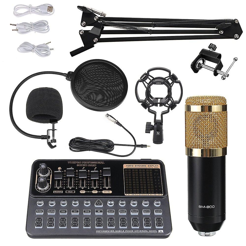 Condenser Microphone Bundle Bm-800 Mic Kit With V10x Pro Multi-functional Bluetooth Sound Card