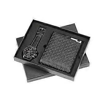 Luxury Mens Watch Business Quartz Wristwatches Men Wallet Gift Set compatible with Boyfriend