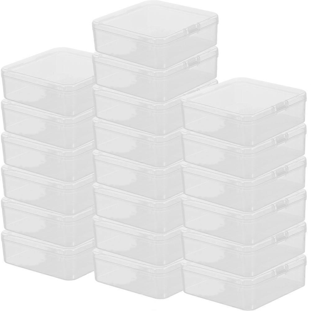 20Pcs Small Clear Plastic Box Small Bead Boxes Plastic Crafts Storage Boxes with Lid