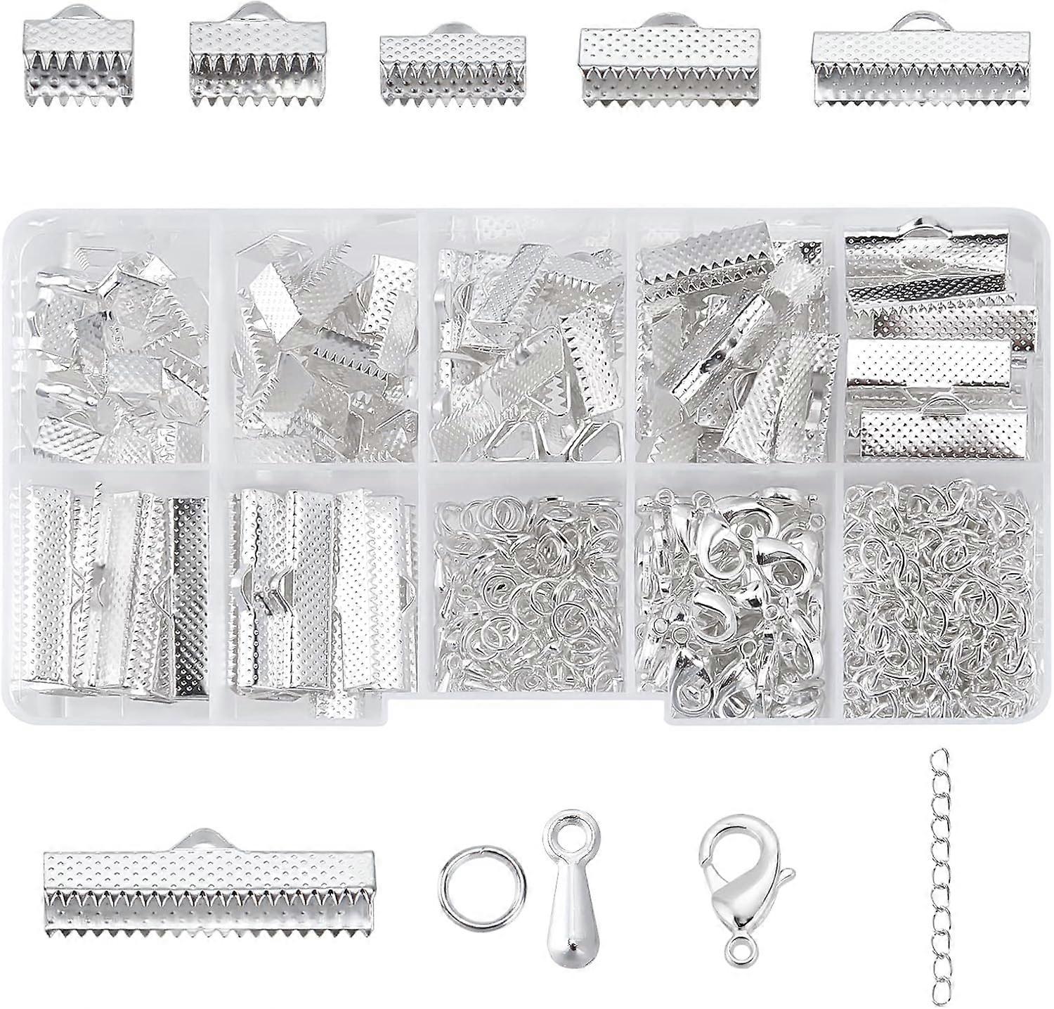 500Pcs Jewelry Finding Sets with Mixed Sizes Ribbon End Drop Ends Jump Ring Chains Class Learning Lots making kit