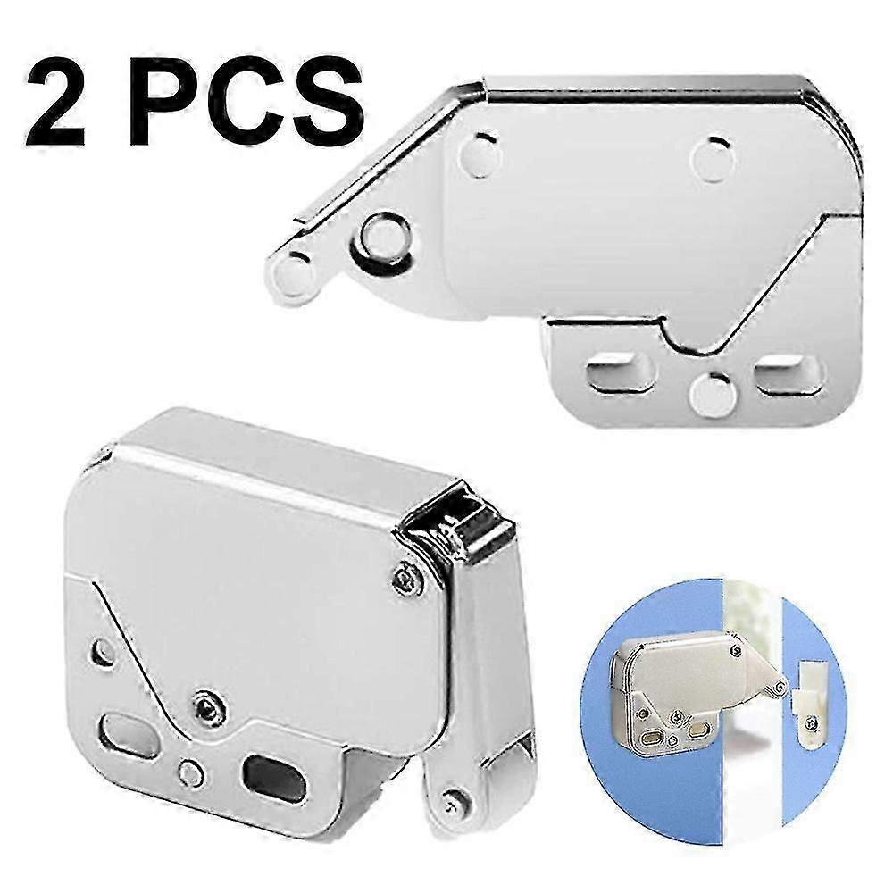 2pcs Cupboard Door Cabinet Latch Lock Set Spring Loaded Mini Tip