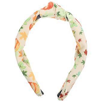 Faixa de cabelo com estampa de abóbora para o Dia de Ação de Graças, com nó para decoração.