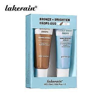 Aurinkopuuteritipat ja Thirst Burst -tipat duo, Nourish Cream -aurinkopuuteritipat, Brighten Thirst Burst -kosteuttavat tipat, Auringonsuudelta hehkuva rusketus ilman aurinkoa, Hyalur