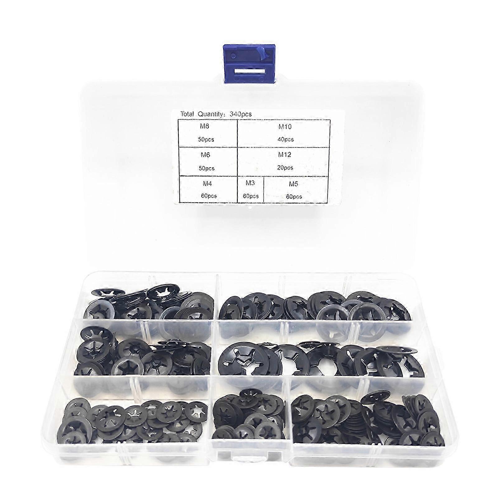 Retaining rings assortment 340pcs with inner tooth lock washers