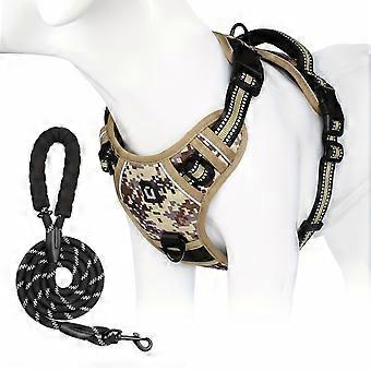 Escape-Proof Pull-Resistant Dog Harness and Leash Combo, Soft Padded Vest with Reflective Stripes and Adjustable Control Handle