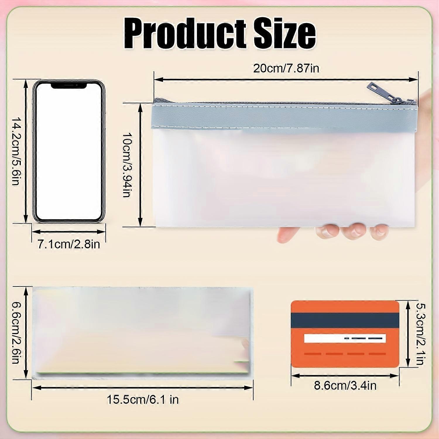 Pochettes transparentes zippées pour billets, lot de 4, 4 couleurs, enveloppes multi-usages pour dépôt bancaire, portefeuille de chèques, fournitures scolaires