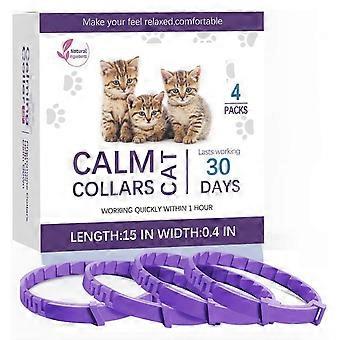 4pcs Cat Calming Collars, Pheromone-powered, Water-resistant, Adjustable, Relieve Stress and Anxiety for Small, Medium, Large Cats, Indoor Outdoor Use