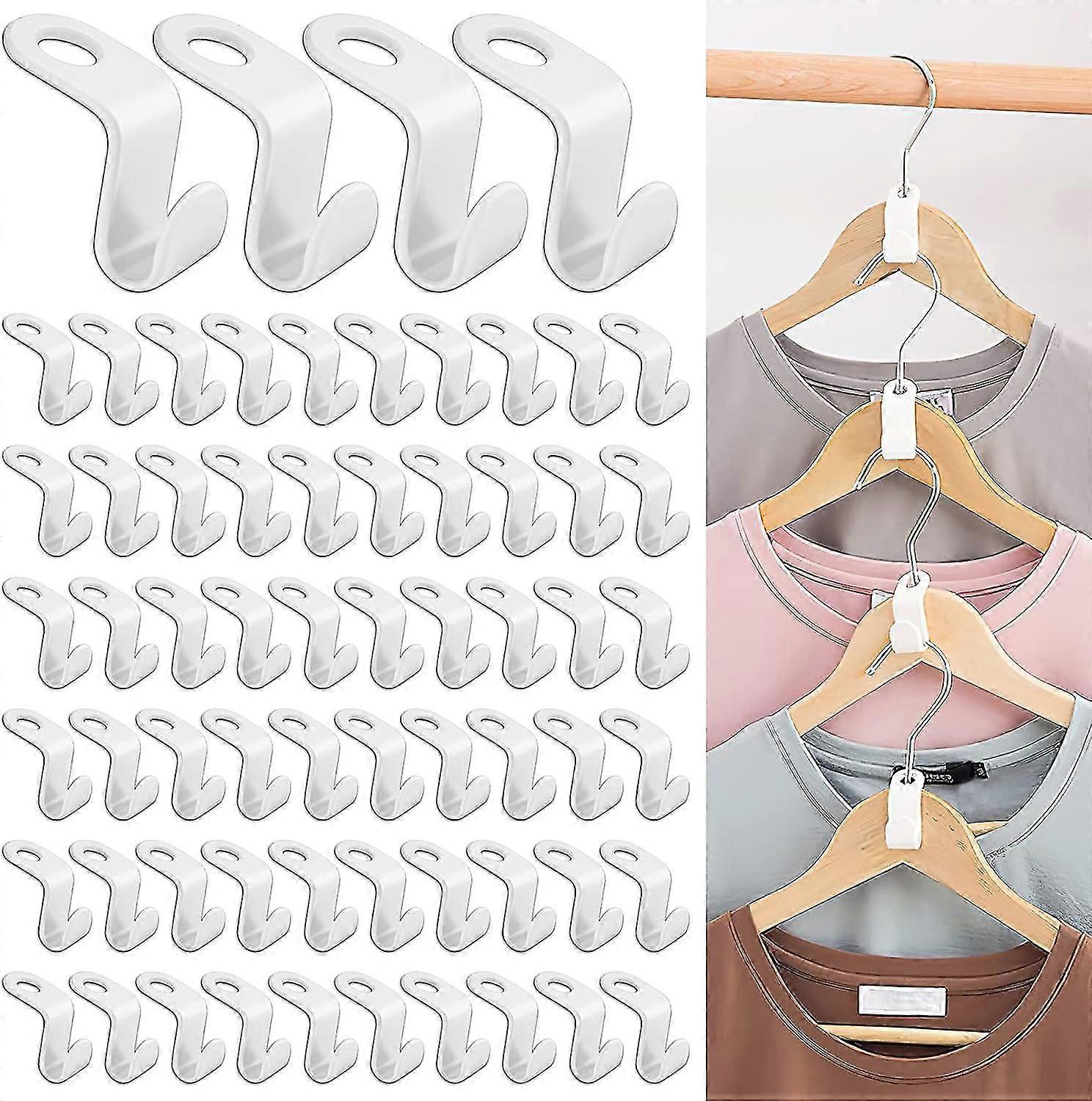 Compatible with Compatible with Compatible with 64 Pcs Hanger Hooks, Extension Clips, Connector Hooks for Space Saving