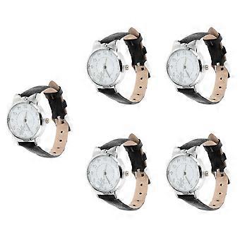 Dameure, afslappede armbåndsure til kvinder, kollektion med 5 stk.