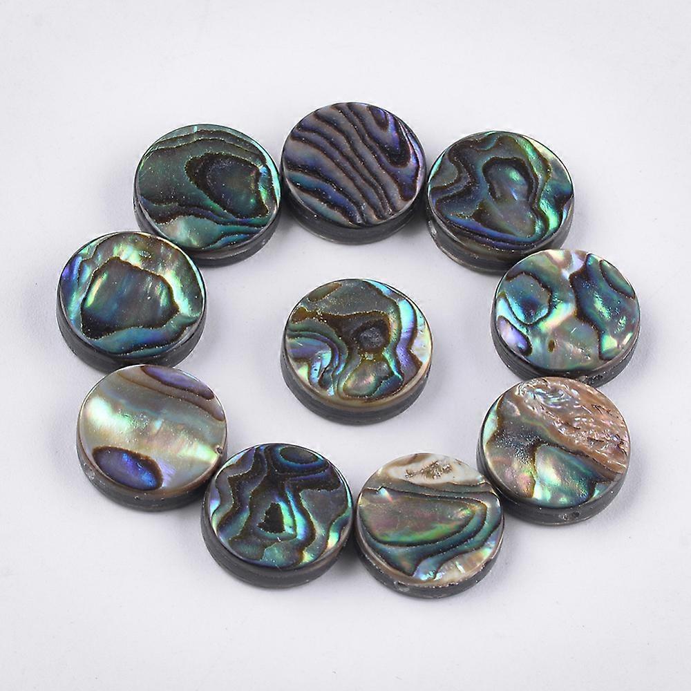 Abalone Shell/Paua Shell Beads Flat Round Green 12x3~4mm Hole: 1.2mm
