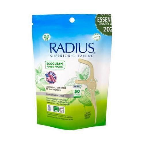 Radius EcoClean Adult Floss Picks Compostable Peppermint, 50 Count