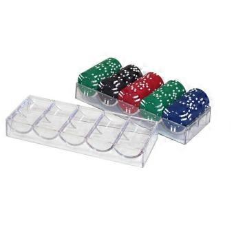 Professional Acrylic Poker Chip Holder Tray Holds 100 Chips Holder 5 Grids Organizer Display Cabinet Party Game