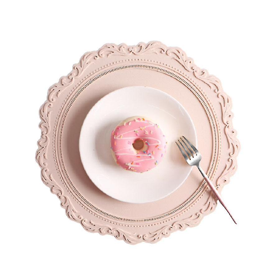 Silicone Round European Style Embossed Heat Insulation Table Mat Pattern Edge