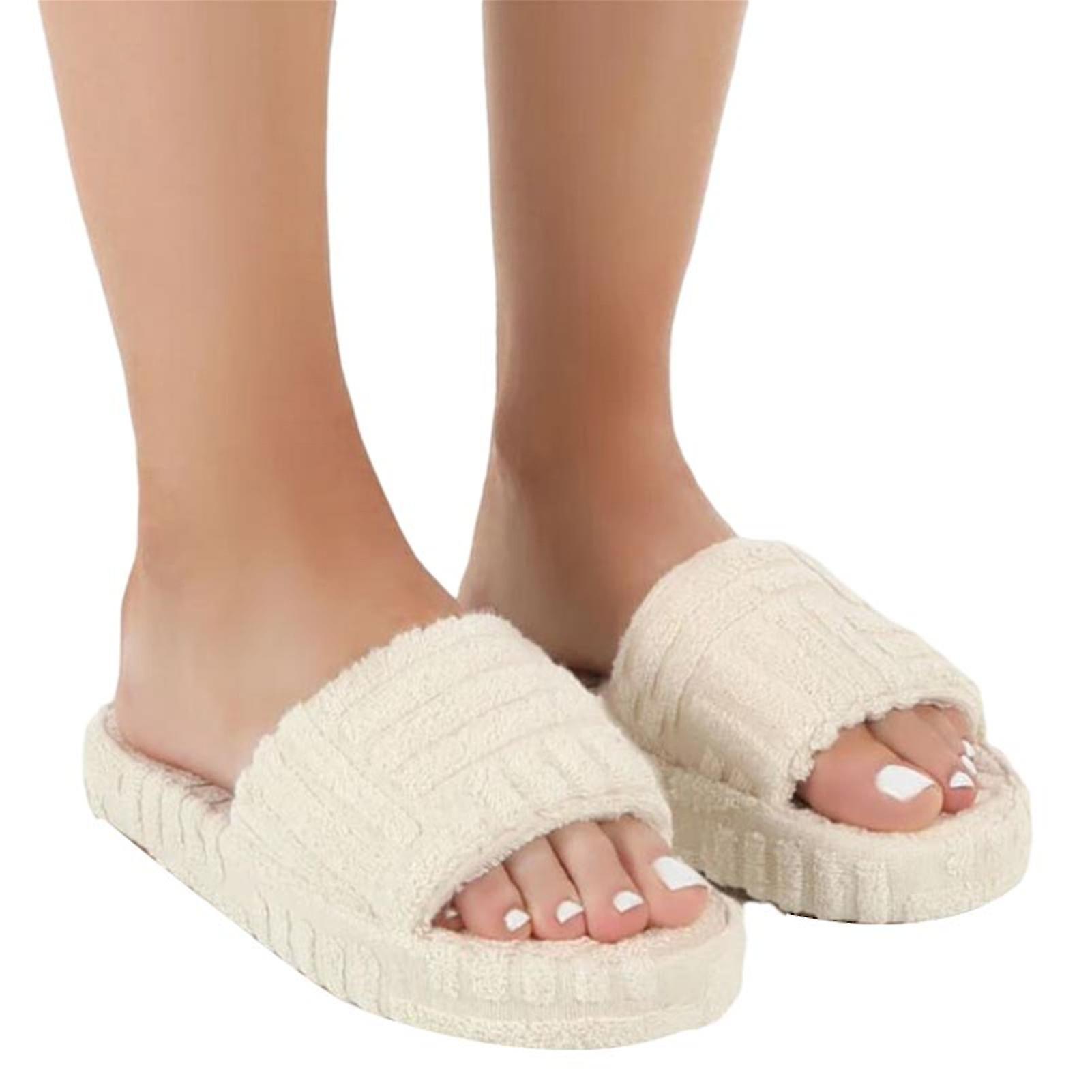 Terry Towelling Slider Terlik Kadınlar İçin Kızlar Slip-on Peluş Ayakkabılar Ev Kış Kaynağı