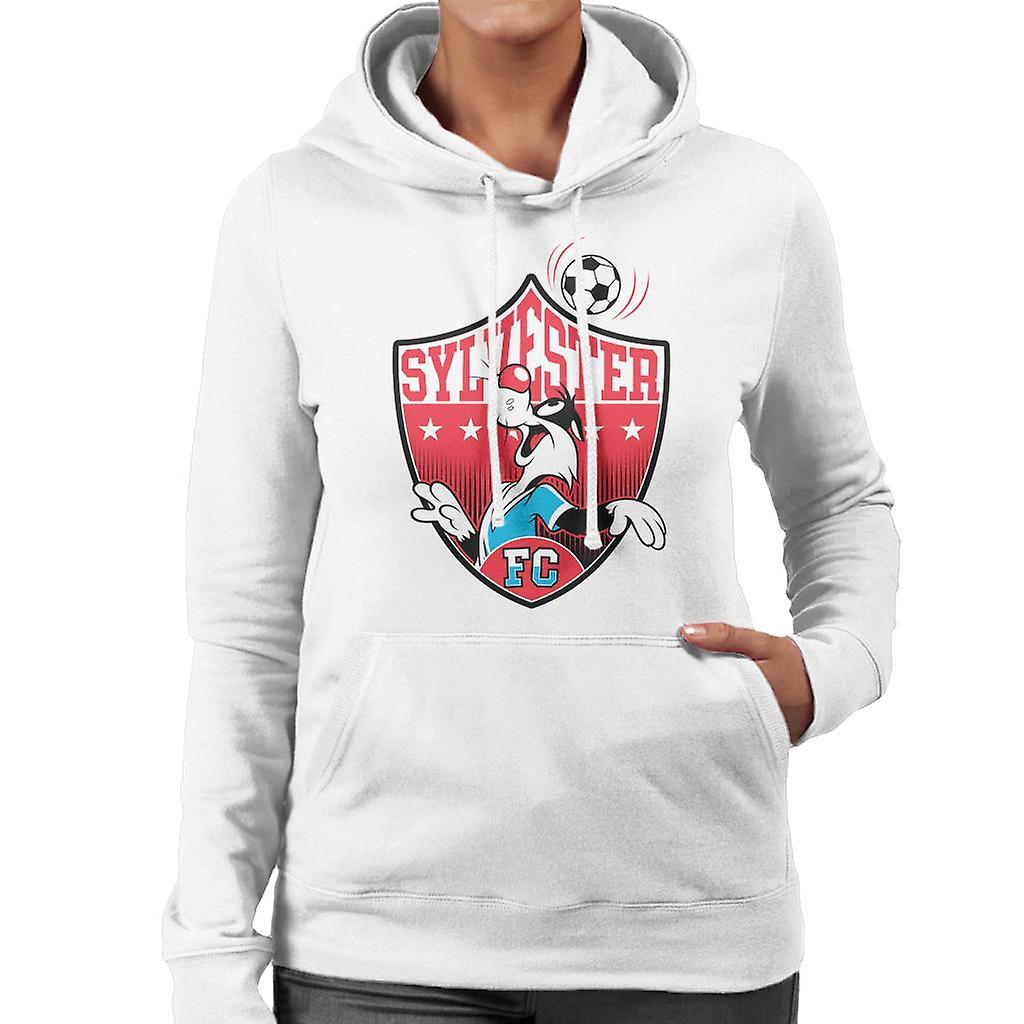 Looney Tunes Fútbol Sylvester Emblema Sudadera con capucha para mujer