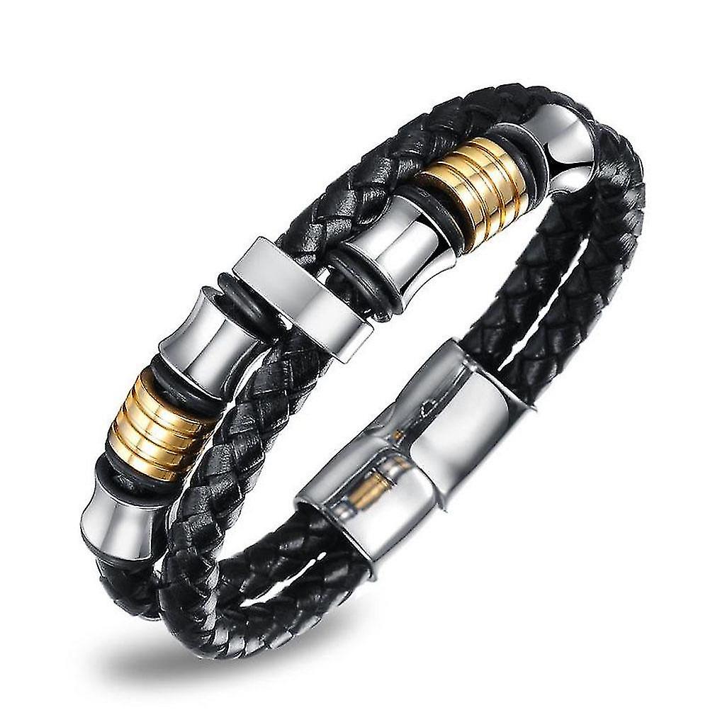 Men Titanium Steel Bracelet Inter-gold Micro-diamond