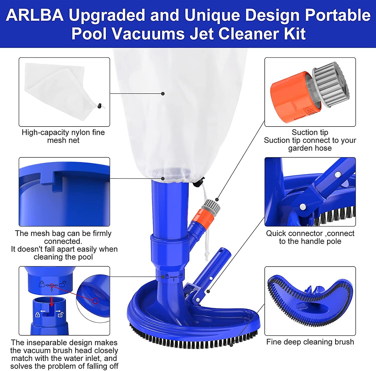2022 Upgraded Small Pool Vacuum For Above Ground Pool W/ Unique Lock