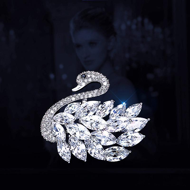 אופנה קריסטל ברבור סיכה ריינסטון סיכה חיה לנשים שמלה סיכת דש