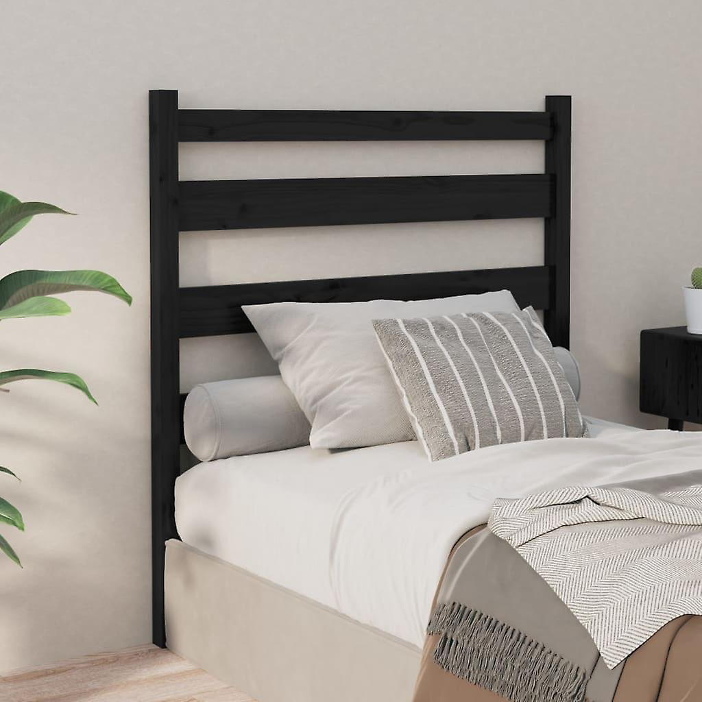 Headboard Black 81x4x100 cm Solid Pine Wood